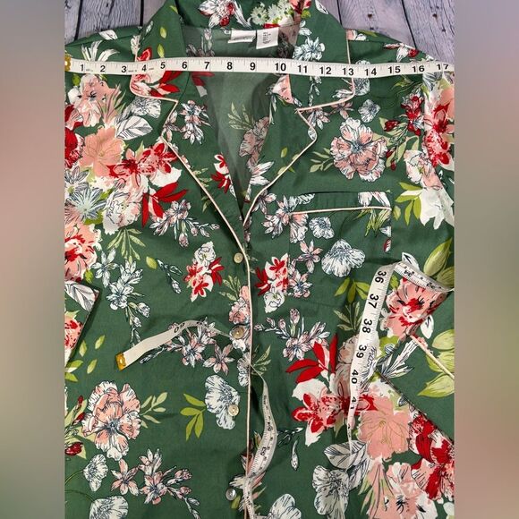 Cupcakes & Cashmere Red Green Tropical Holiday Comfy Floral Pajama Nightshirt L - Picture 7 of 10